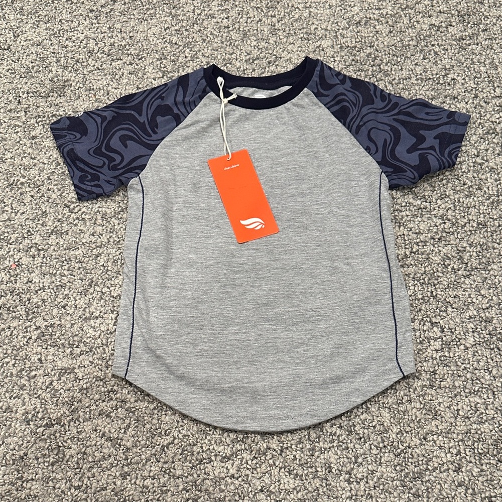 Kids Raglan Tee with Patterned Sleeves